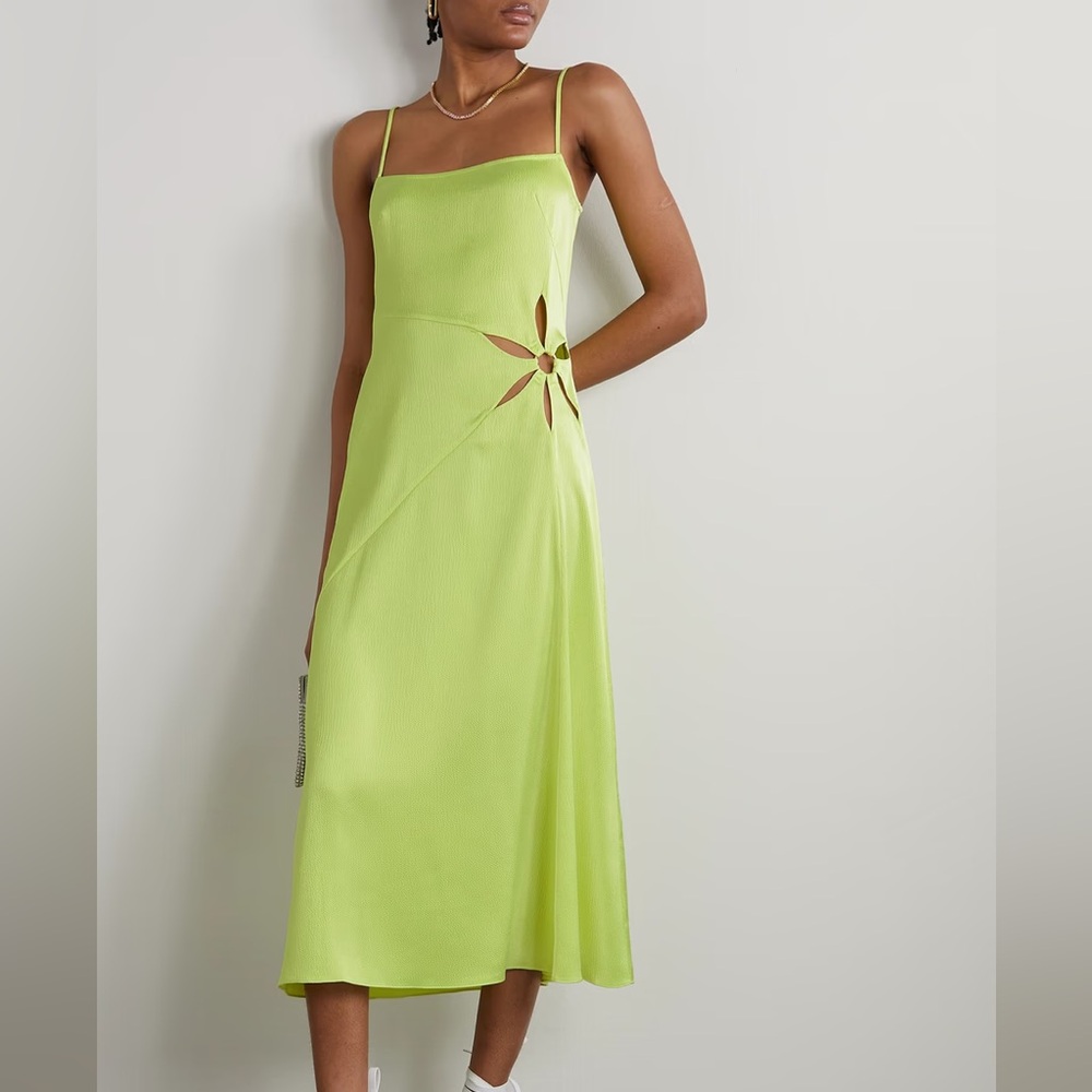 Cult Gaia Spaghetti Strap Cutout Midi Dress in Lime Green